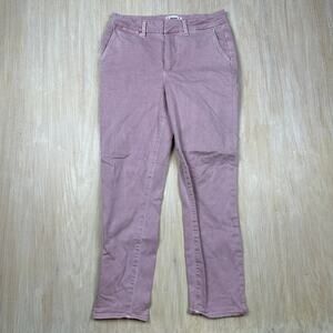 Paige Romy Flat Front Weekend Chino Rose Pink Cropped Trouser Dress Pants 28